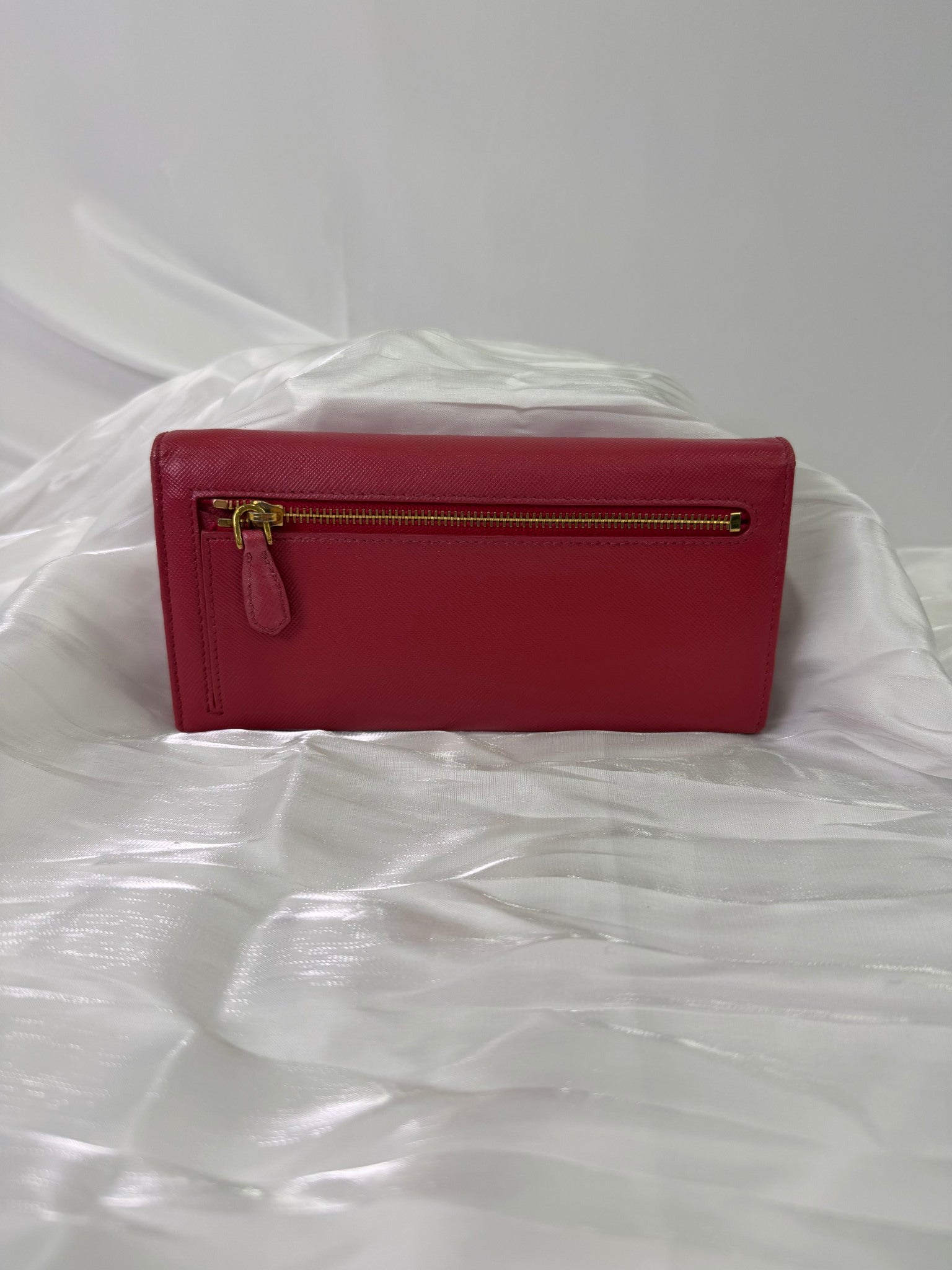Prada Pink Saffiano Leather Long Snap Wallet