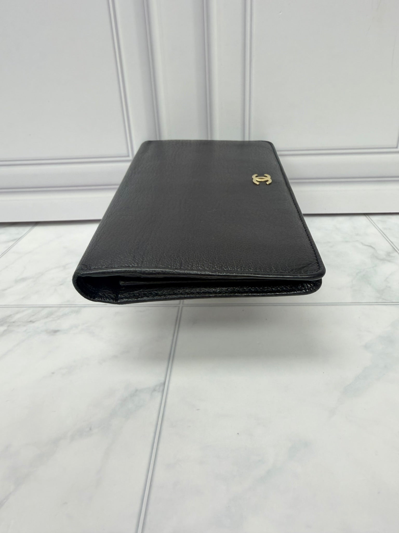 Chanel Black Grained Leather Wallet
