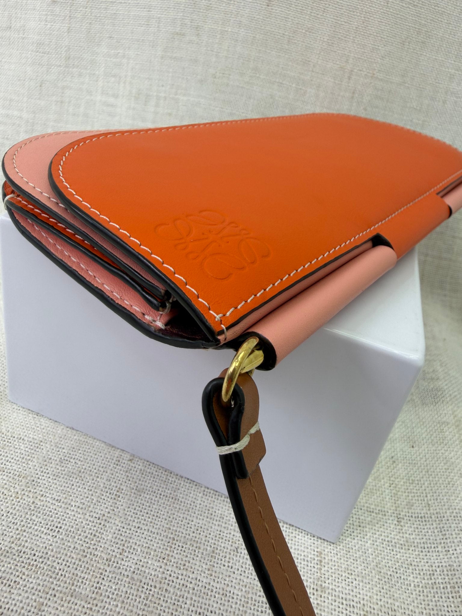 Loewe Orange & Pink Leather Gate Pochette Crossbody