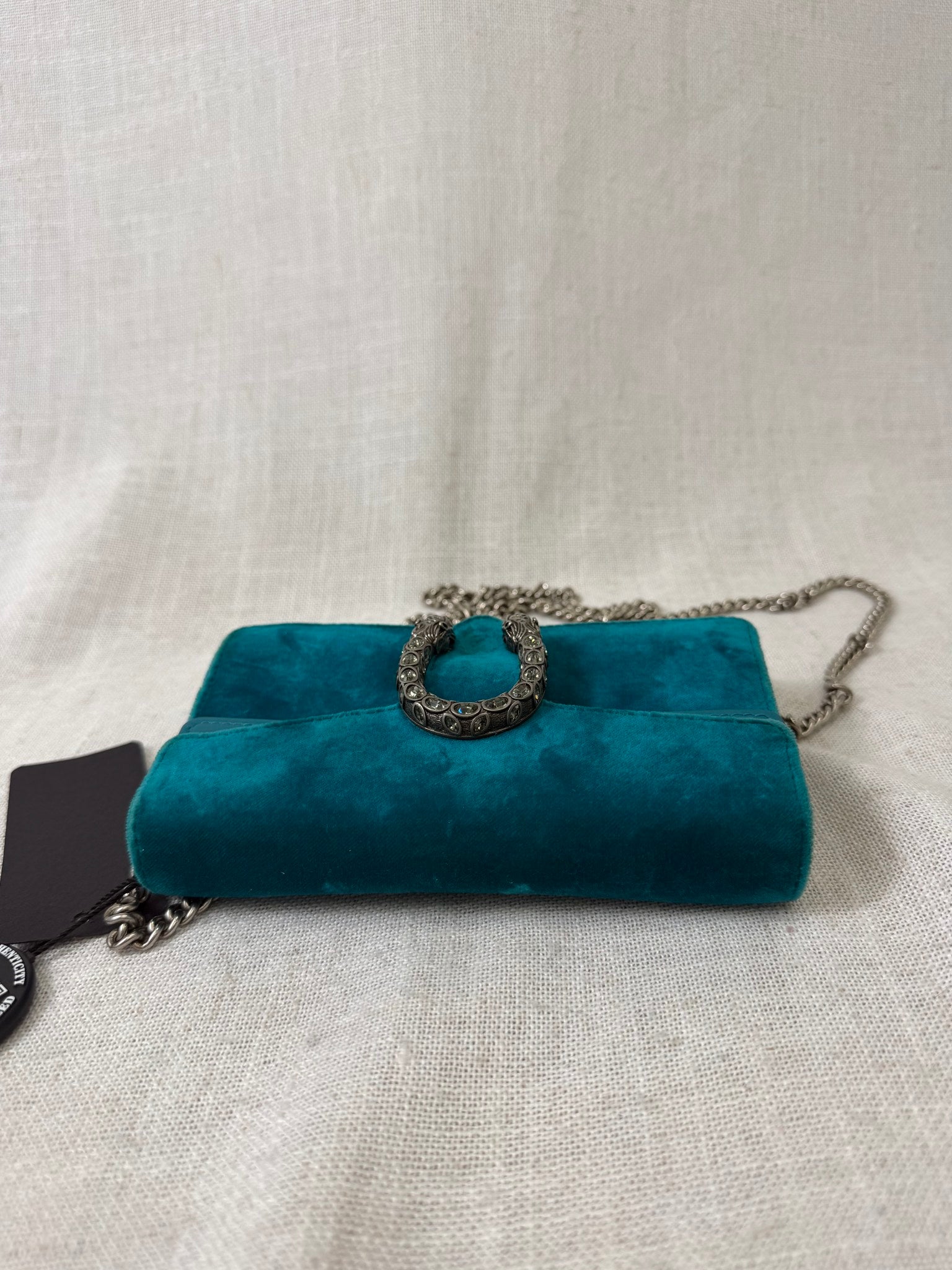 Gucci Turquoise Velvet Dionysus Super Mini Crossbody
