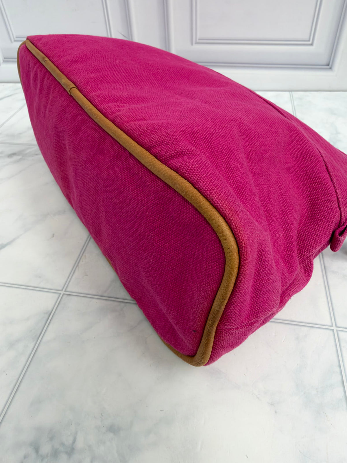 Hermes Pink Canvas Bolide Pouch 