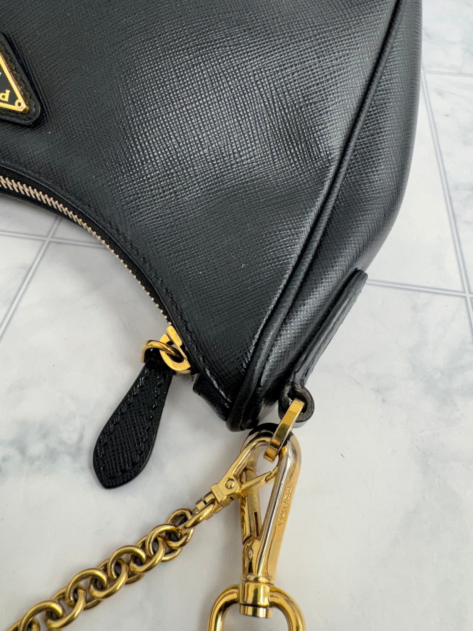 Prada Black Saffiano Leather Re-Edition 2005 Crossbody Bag 