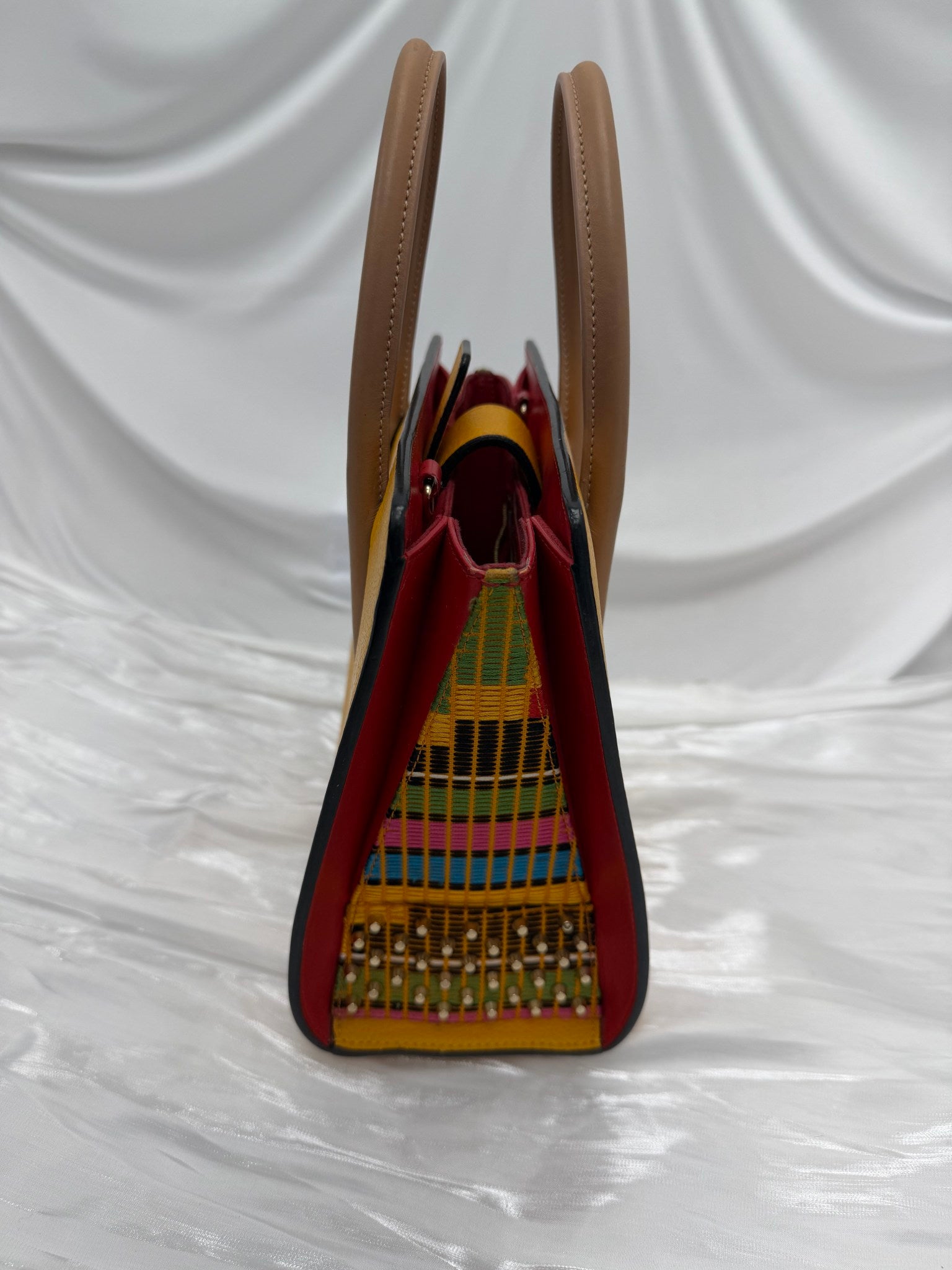 Christian Louboutin Yellow Leather & Textile Small Paloma Handbag