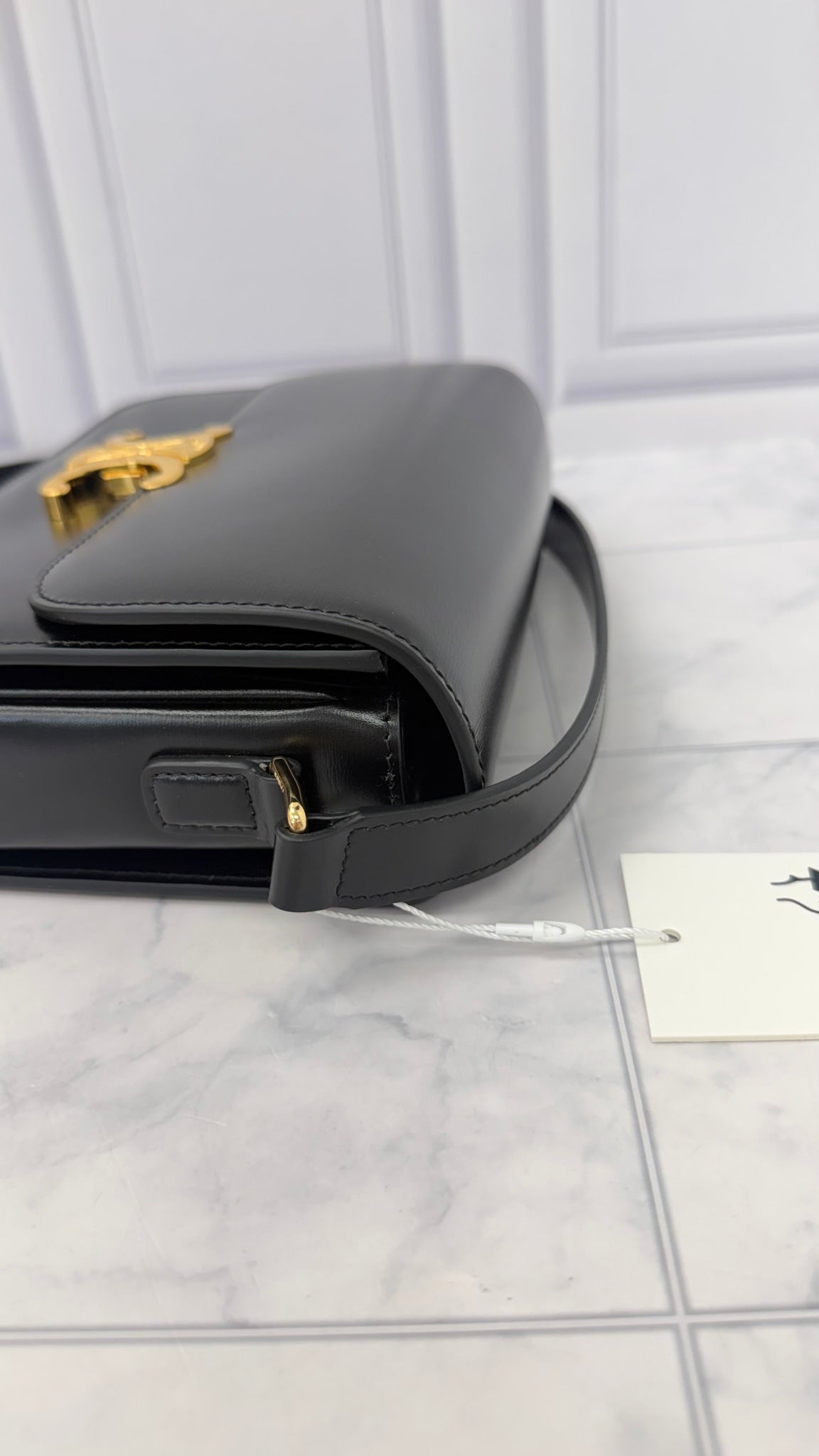 LIKE NEW - Celine Black Leather Classique Triomphe Crossbody Bag 