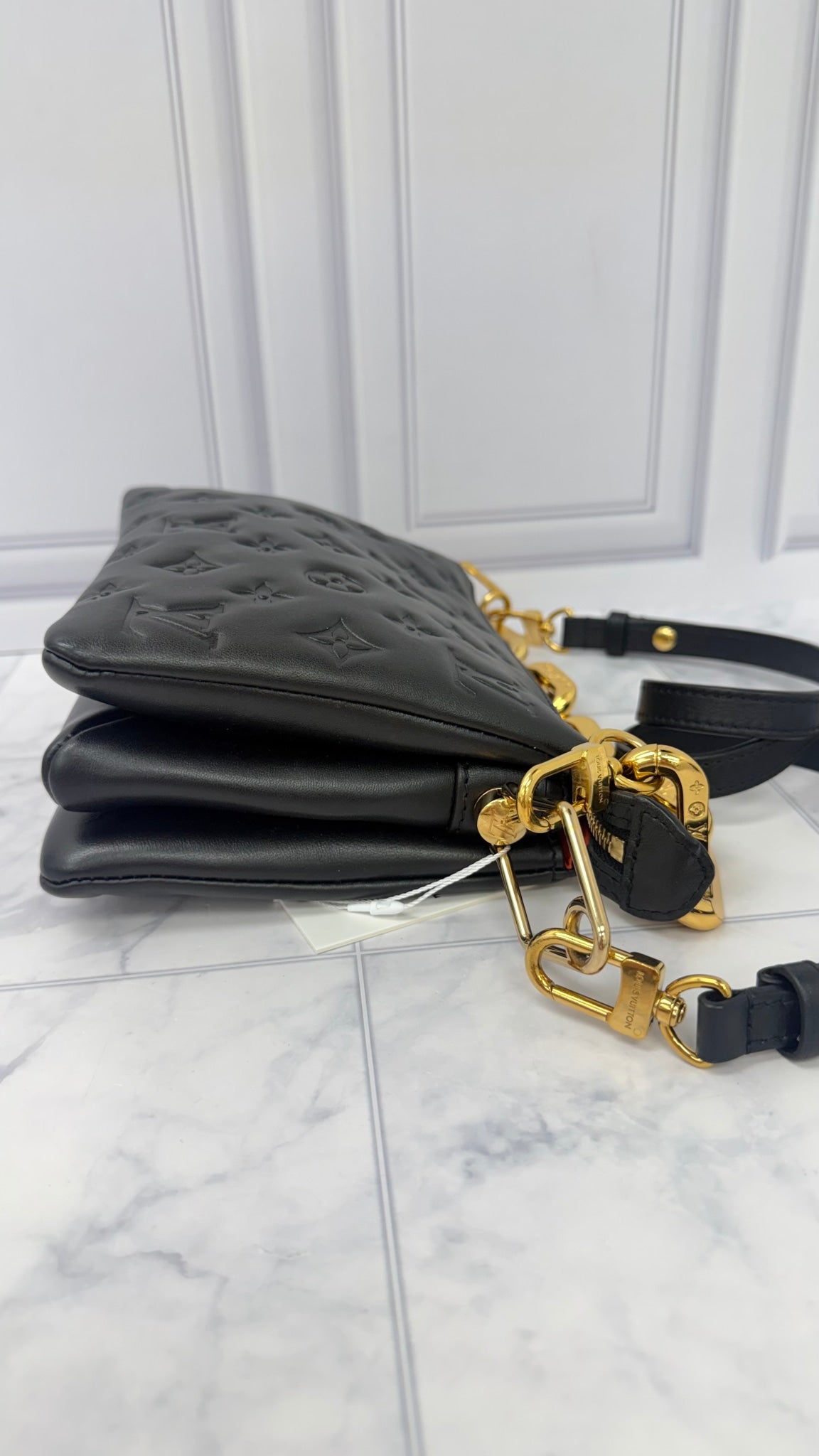 Louis Vuitton Black Leather Monogram Coussin BB Handbag  