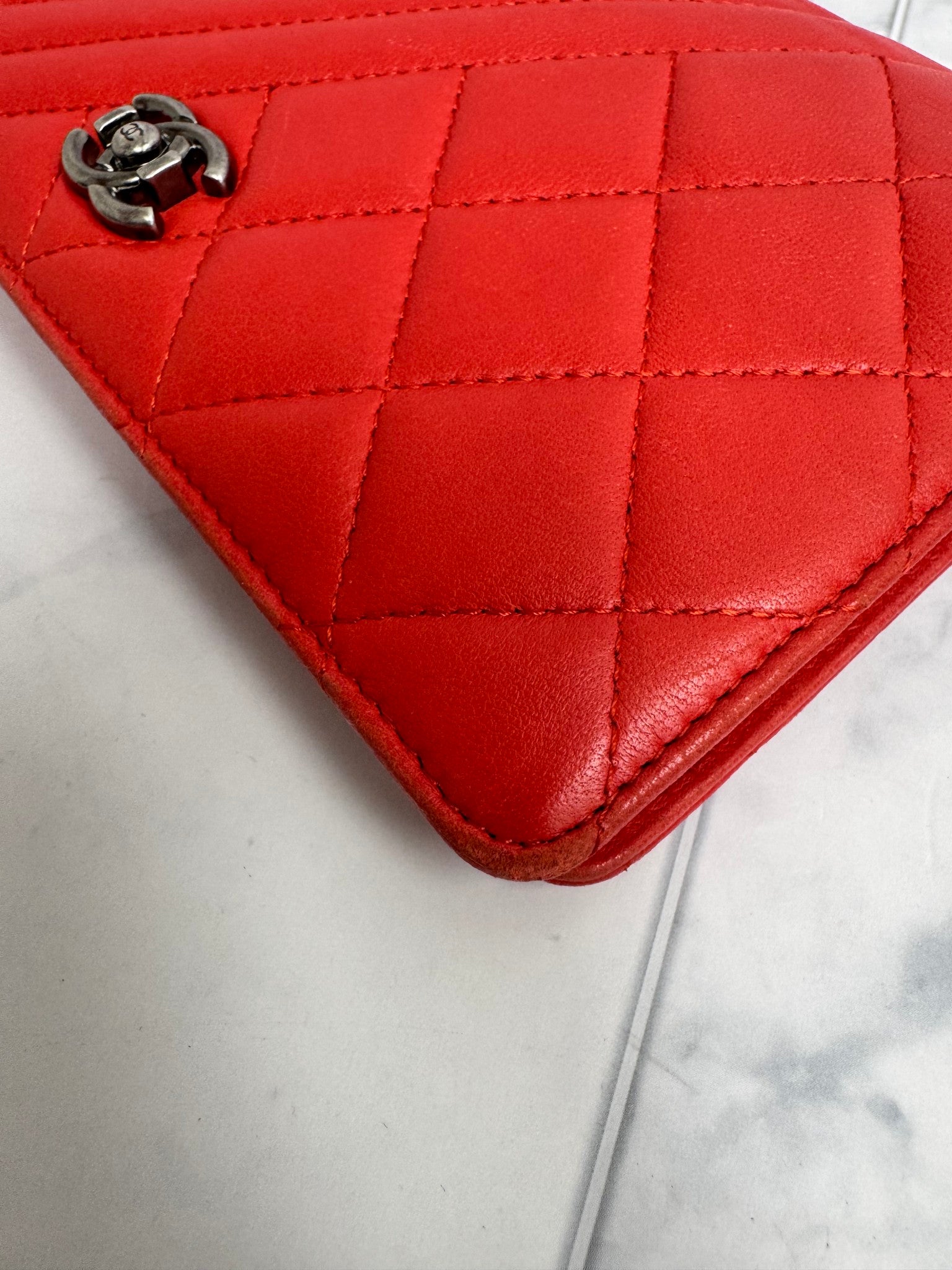 Chanel Red Quilted Leather Long Flap Wallet