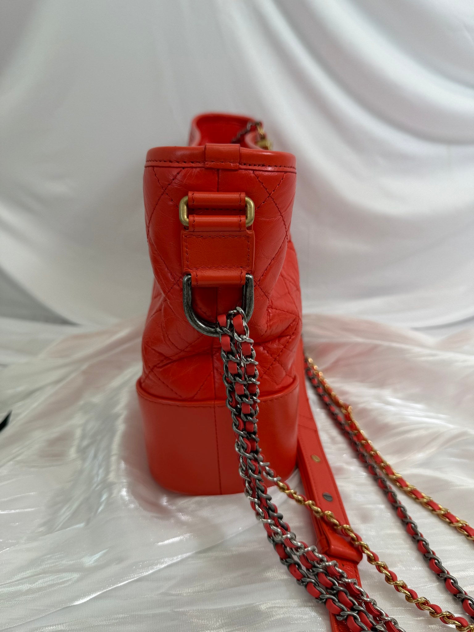 Chanel Orange Quilted Calfskin Gabrielle Medium Crossbody Bag