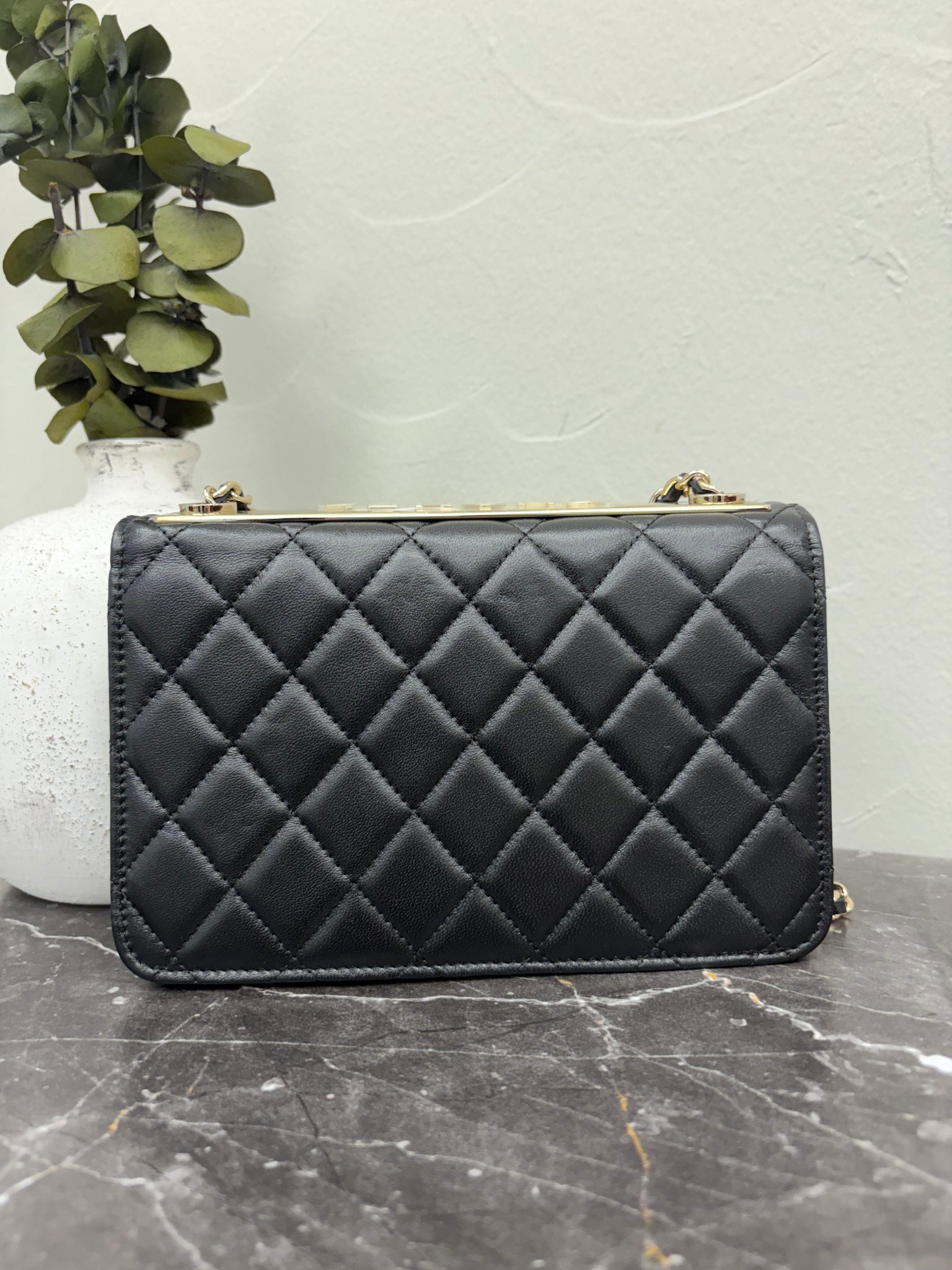 Chanel Black Quilted Lambskin Trendy Wallet on a Chain