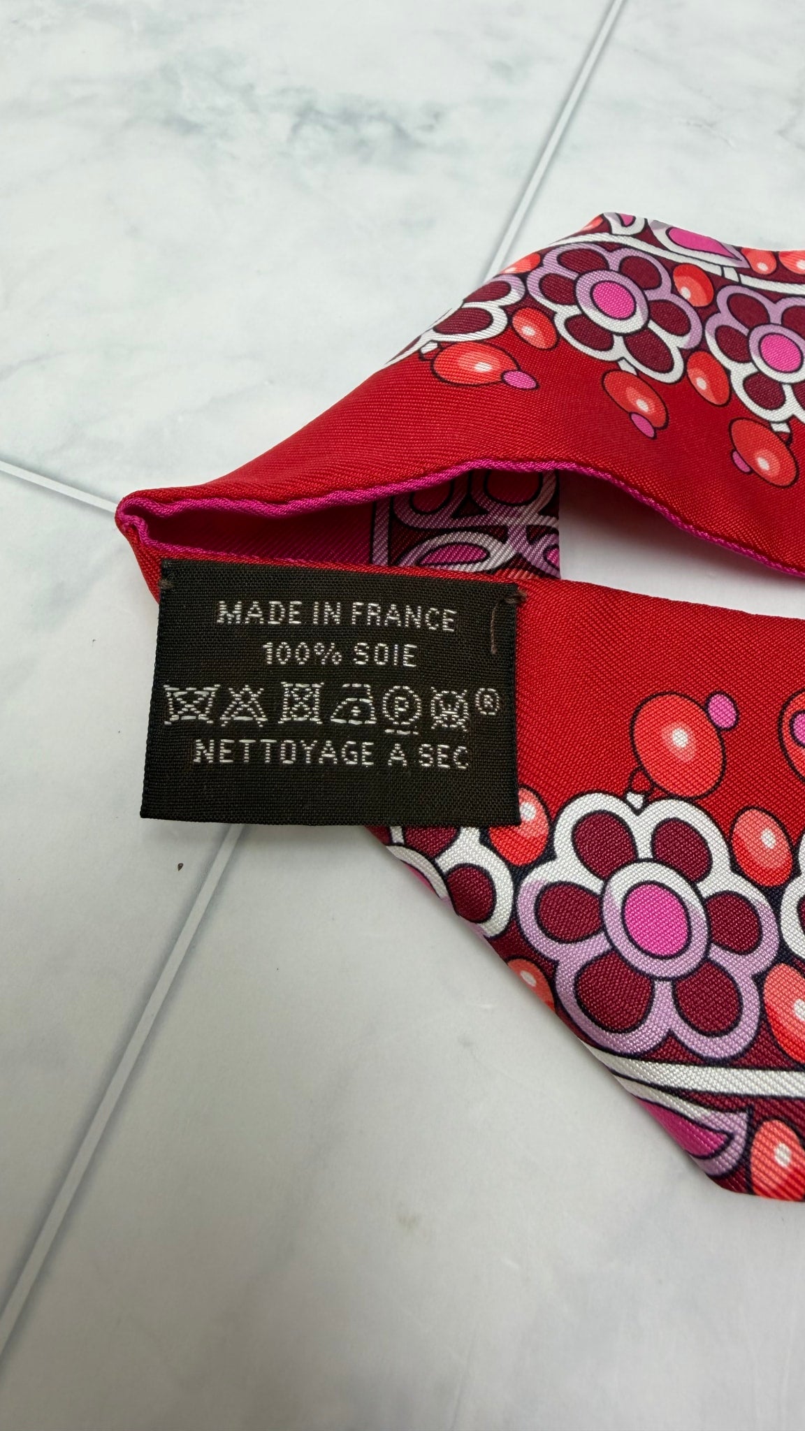 Hermes Pink And Red Silk Twilly