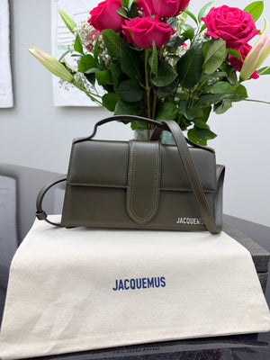 BRAND NEW - Jacquemus Olive Green Leather Le Grand Bambino Handbag 2Way Handbag