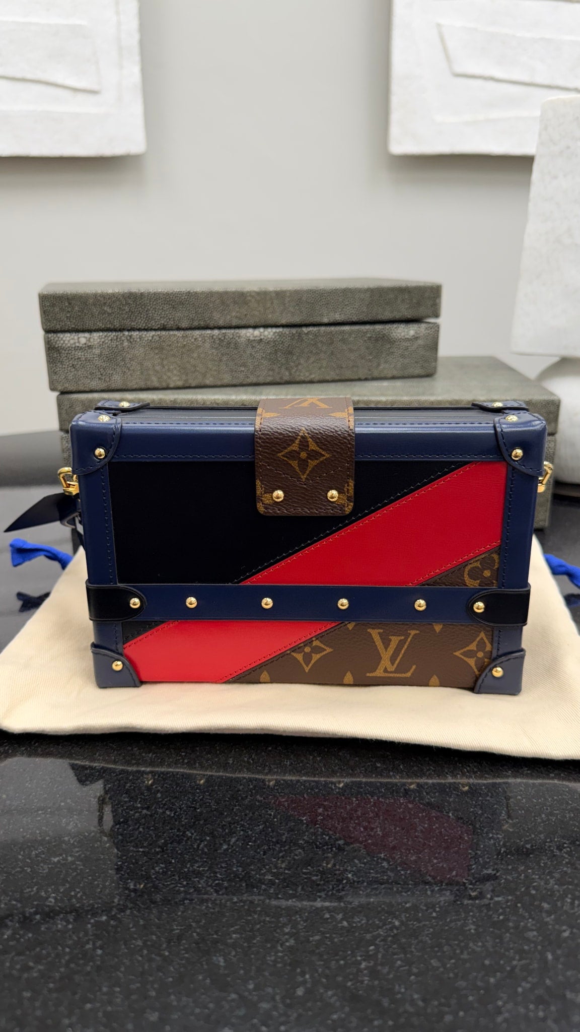 Louis Vuitton Monogram & Colored Leather Petite Malle Handbag