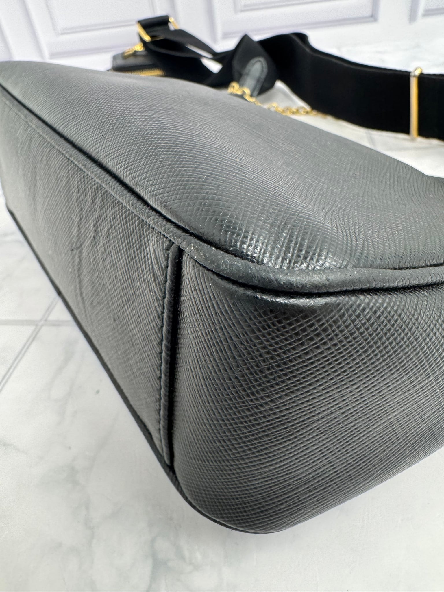 Prada Black Saffiano Leather Re-Edition 2005 Crossbody Bag 