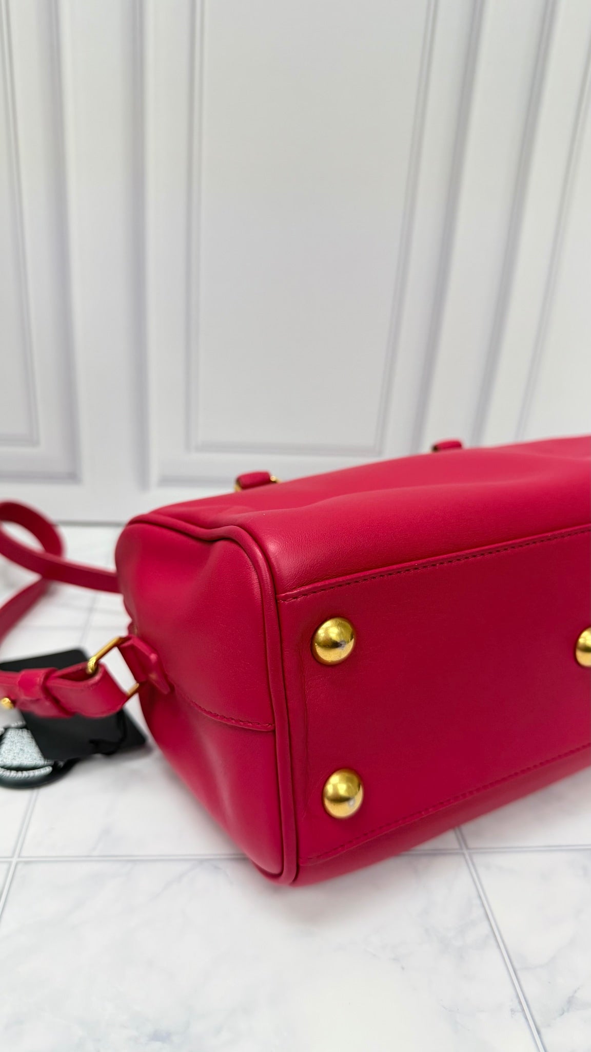 Saint Laurent YSL Pink Leather Baby Classic Duffle Bag