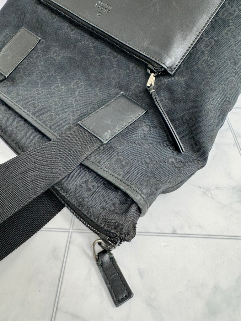 Gucci Navy GG Monogram Canvas And Leather Tote Bag