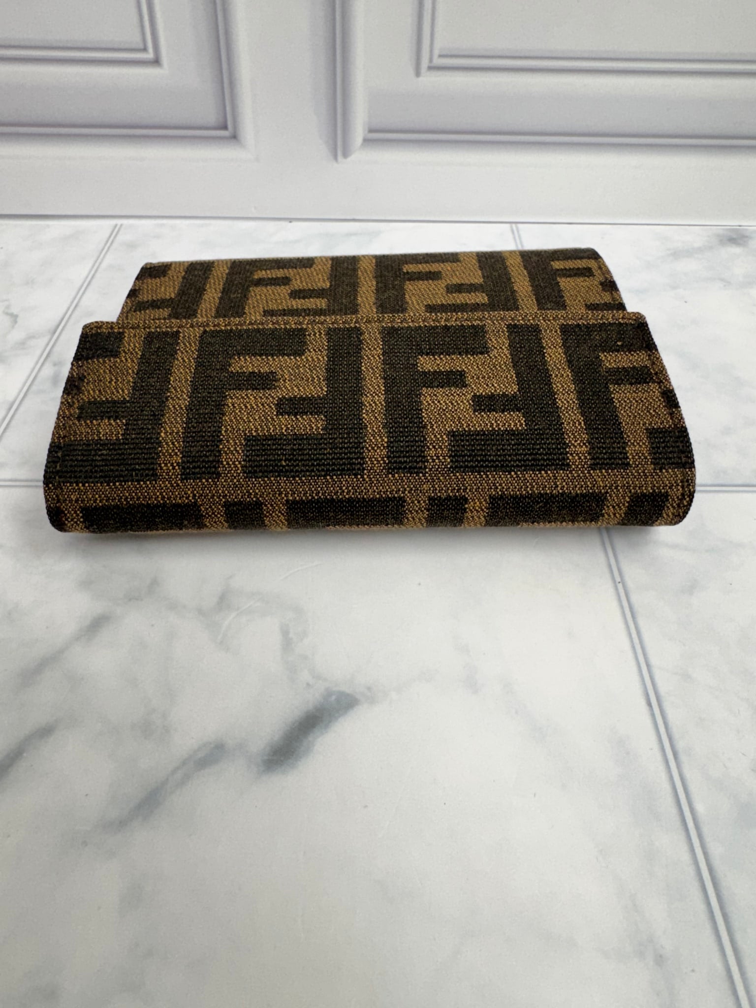 LIKE NEW - Fendi Brown And Black Zucca Canvas Wallet