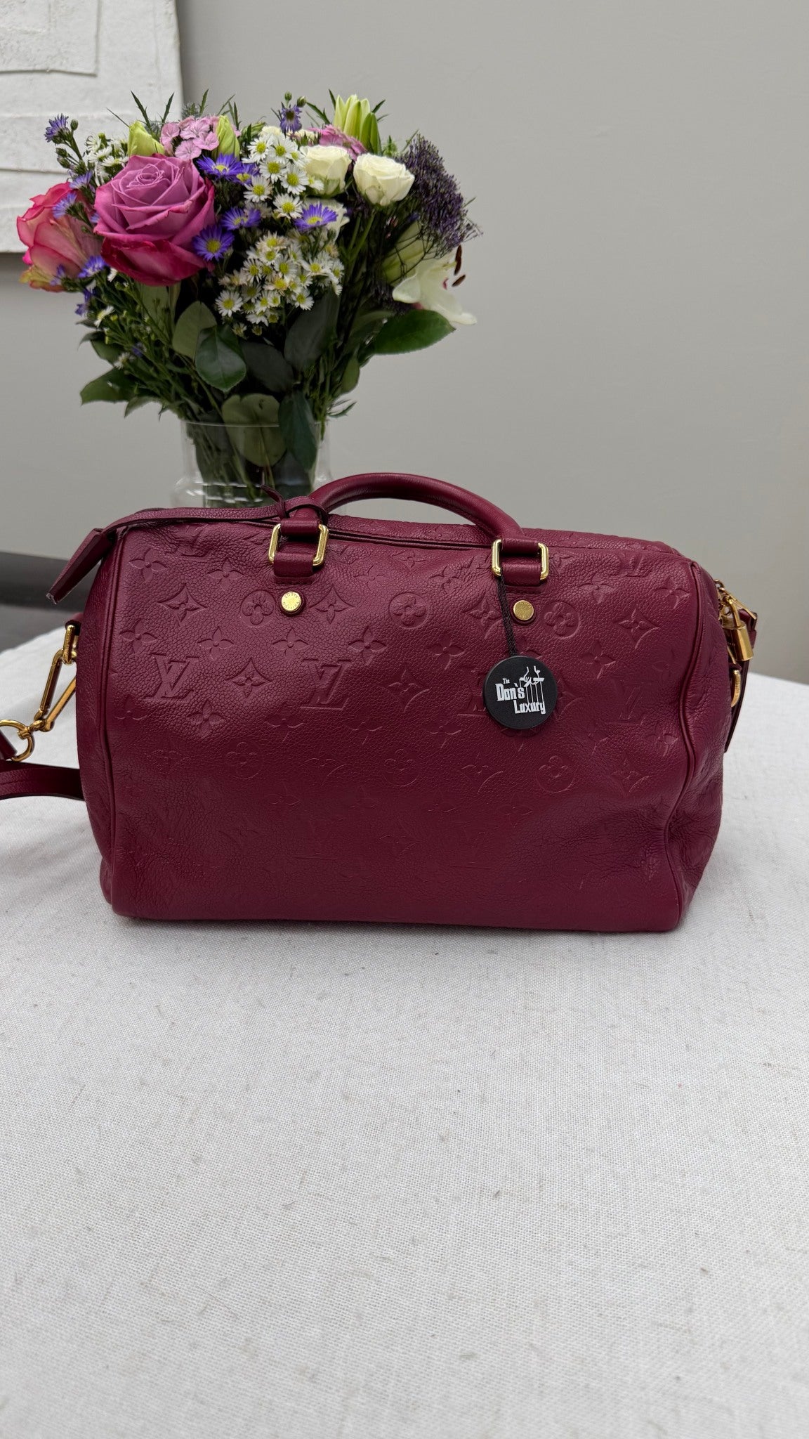 Louis Vuitton Burgundy Empreinte Speedy 30 Bandouliere