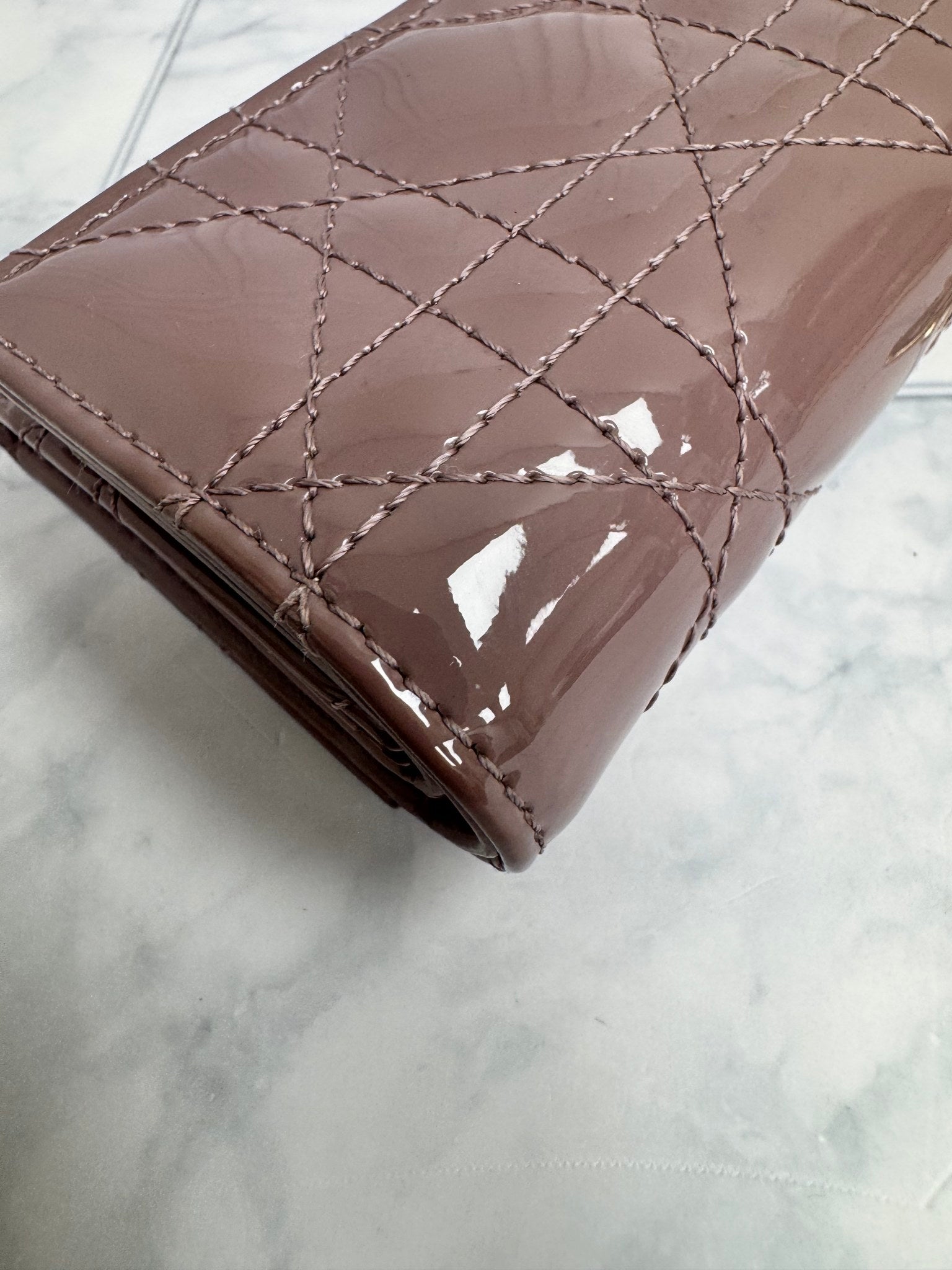 Christian Dior Pink Patent Leather Lotus Wallet