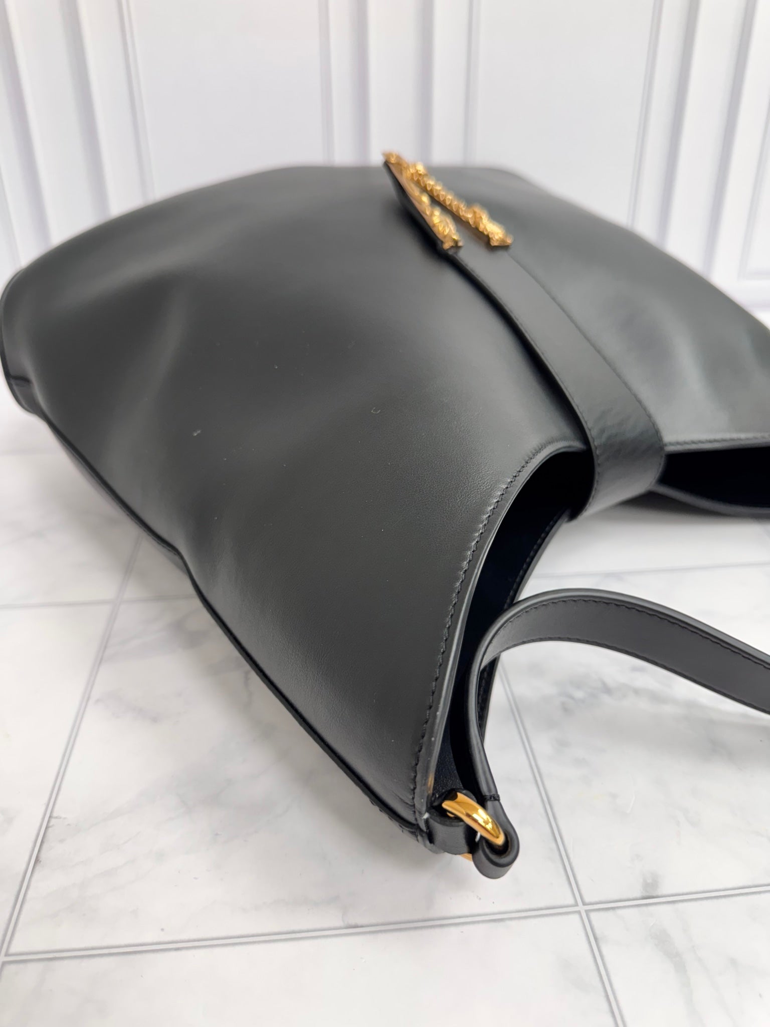 Versace Black Leather Hobo Bag