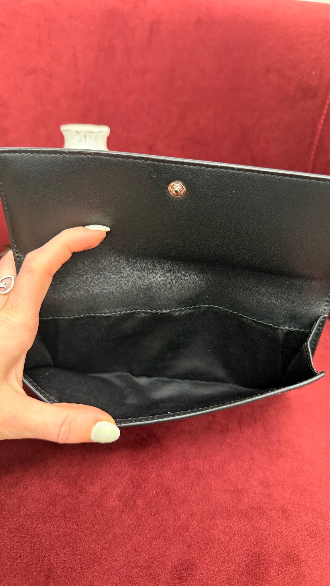 Alexander McQueen Black Pebbled Leather Rose Printed Long Wallet