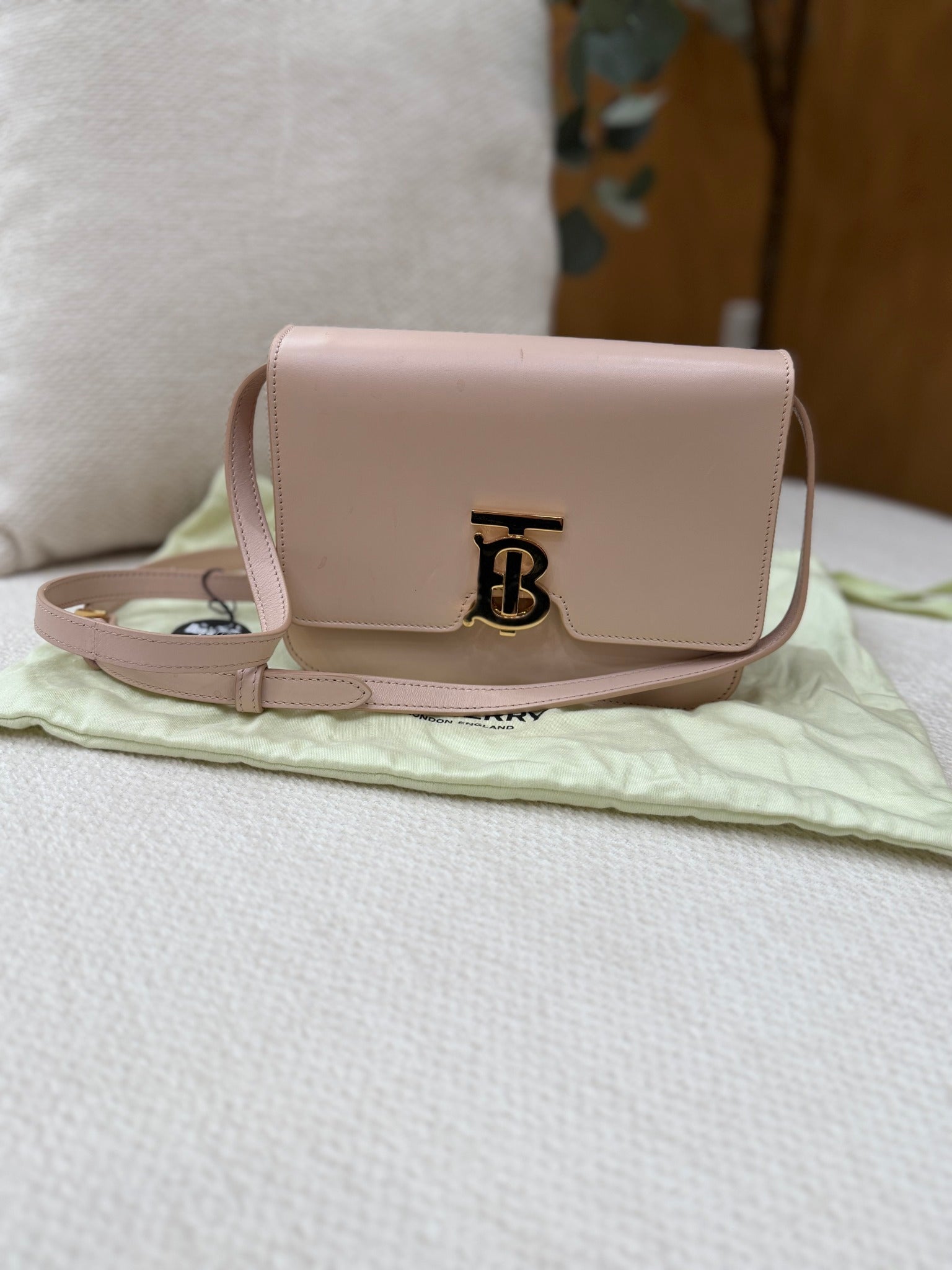 Burberry Dusty Rose Leather Small TB Crossbody