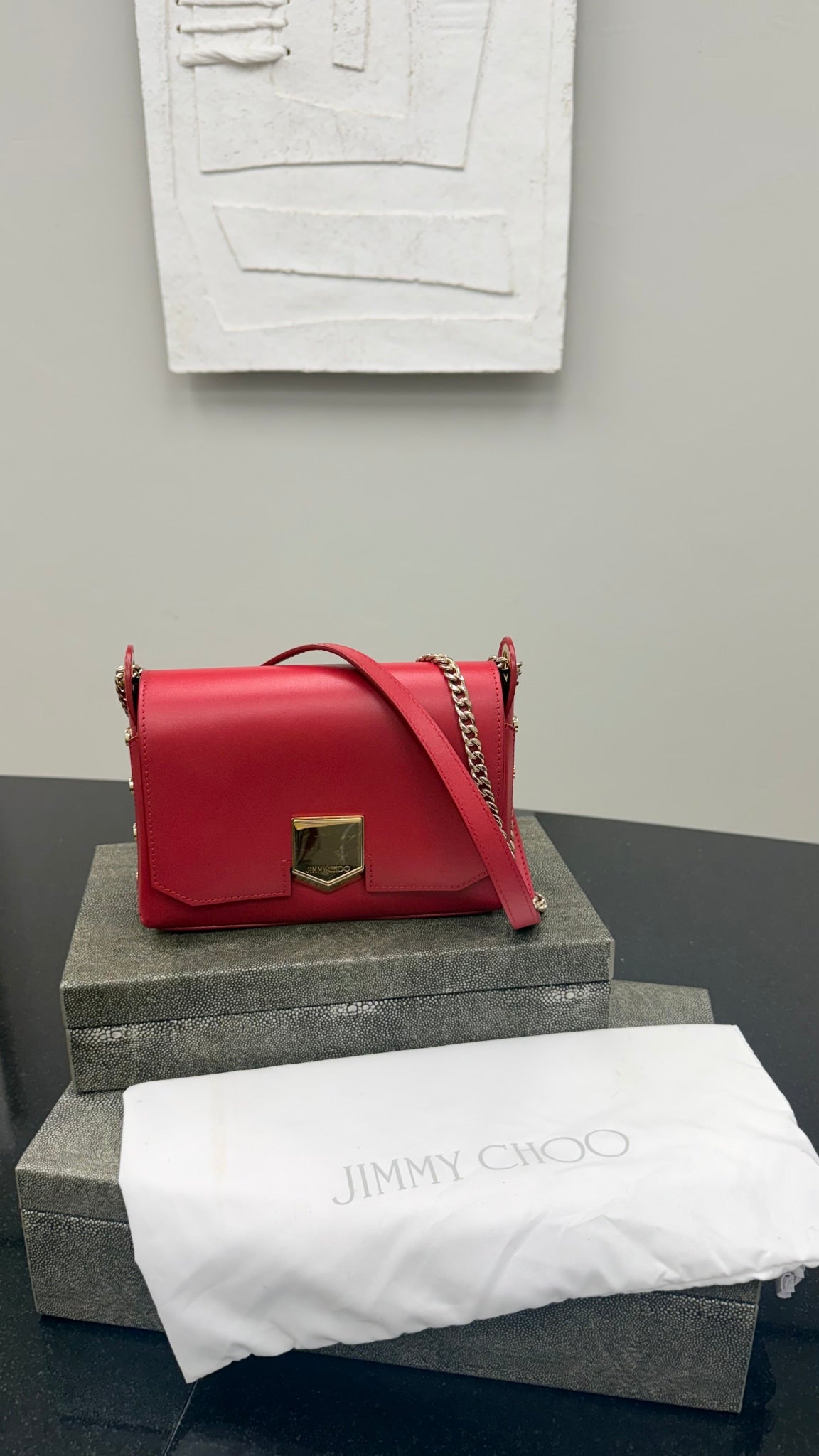 Jimmy Choo Red Leather Crossbody Bag 