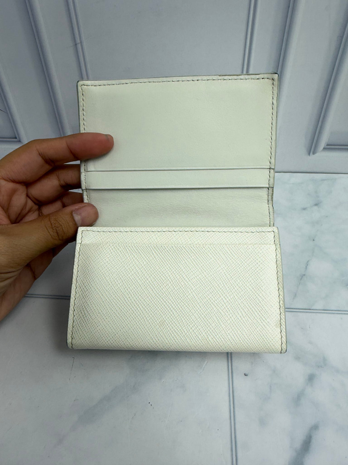 Prada White Saffiano Leather Card Case