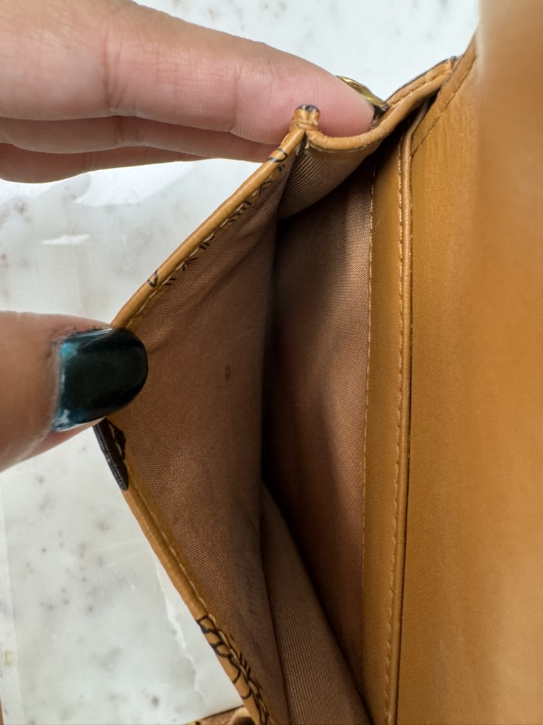 MCM Visetos Brown Leather Phone Case Crossbody