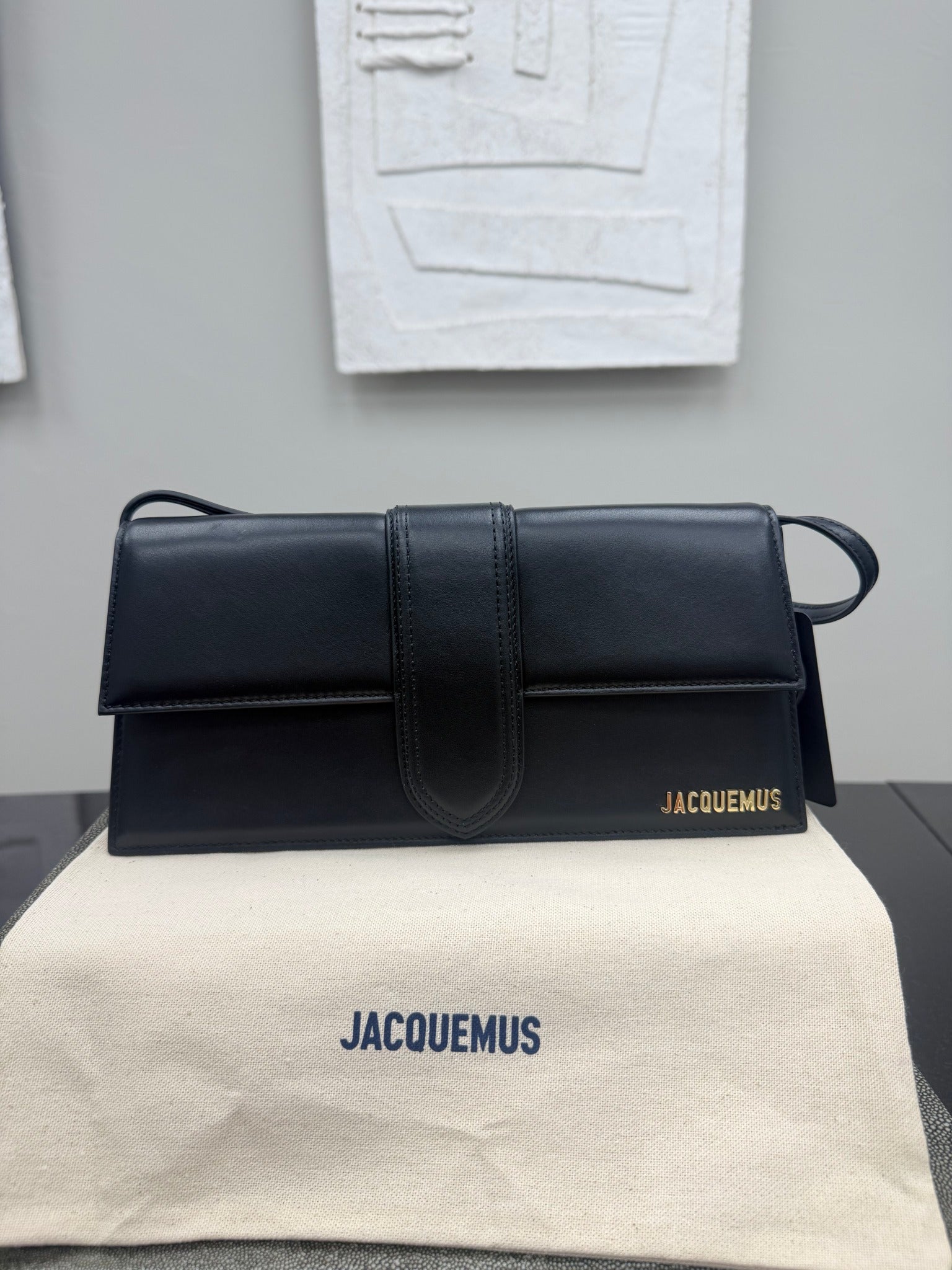 BRAND NEW - Jacquemus Black Leather Le Bambino Long Shoulder Bag
