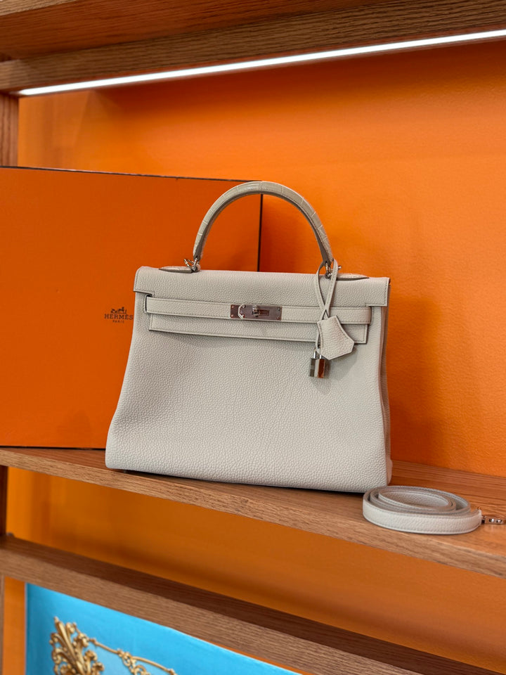 BRAND NEW- Hermes Beton Matte Togo & Alligator Kelly Retour 32