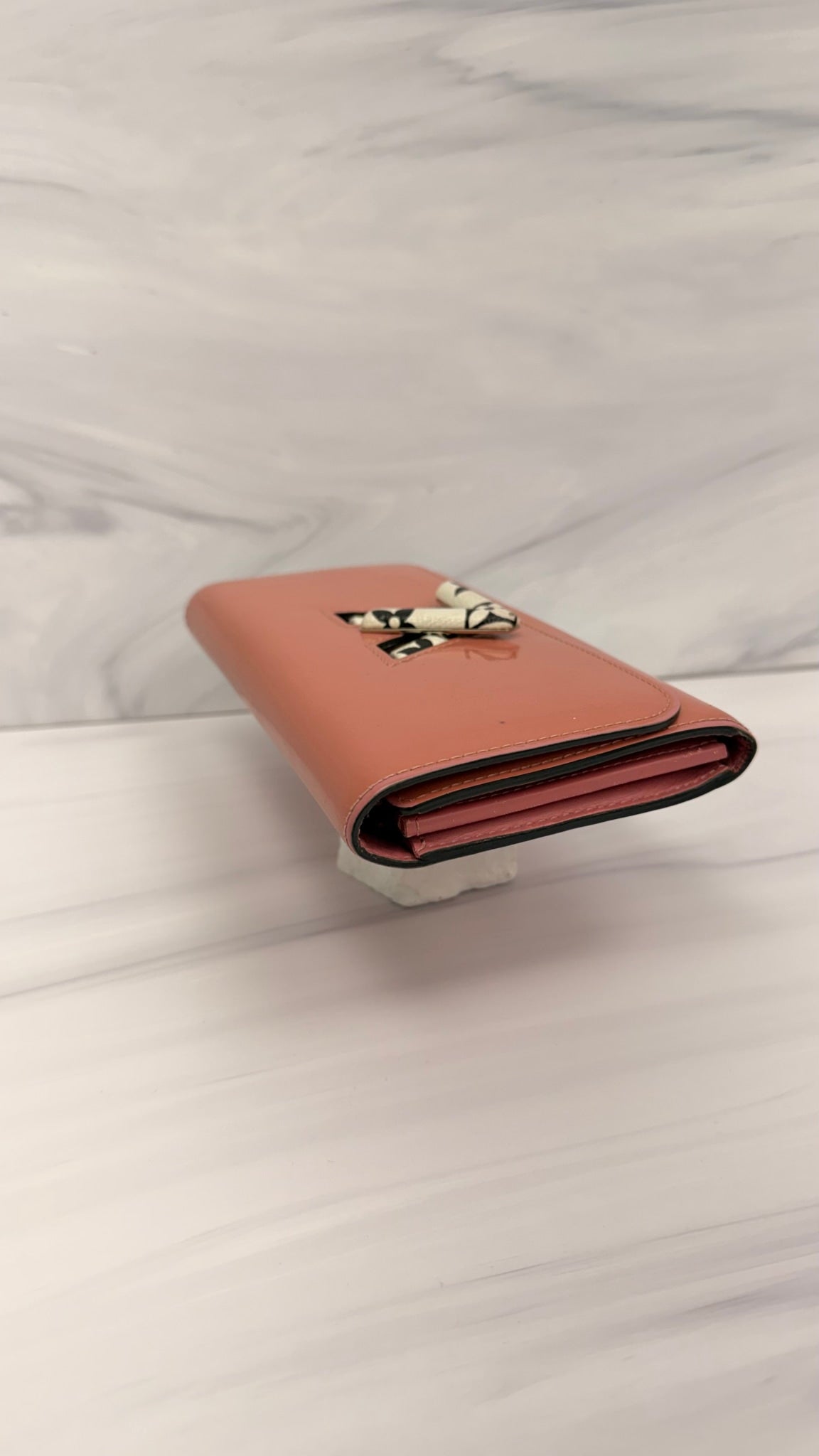 Louis Vuitton  Pink Vernis Leather Twist Long Wallet 