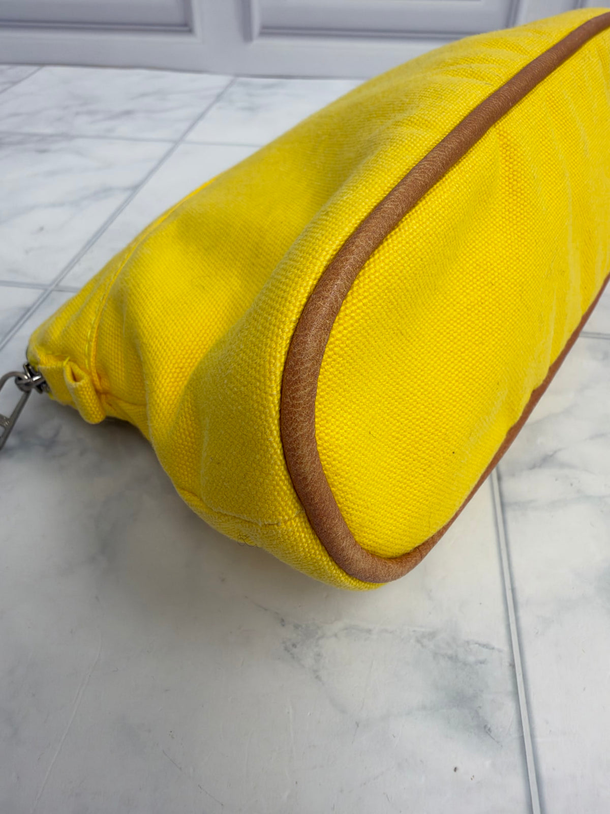 Hermes Yellow Canvas Bolide Pouch