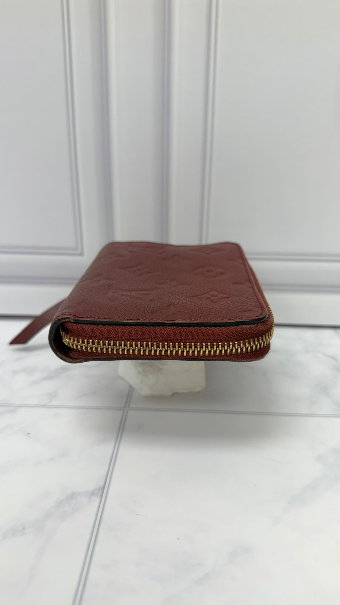Louis Vuitton Burgundy Monogram Empreinte Leather Secret Compact Zippy Wallet