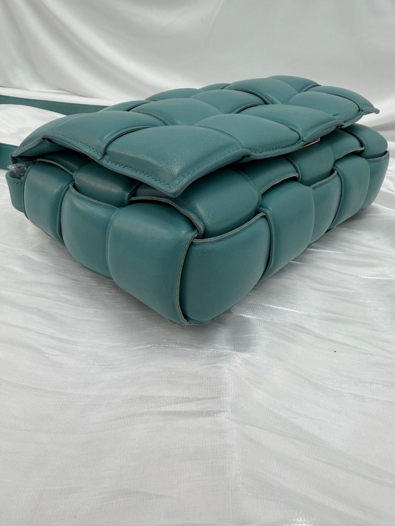 Bottega Veneta Turquoise Padded Leather Cassette Crossbody