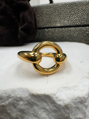 Hermes Gold Tone Mo Horsebit Scarf Ring