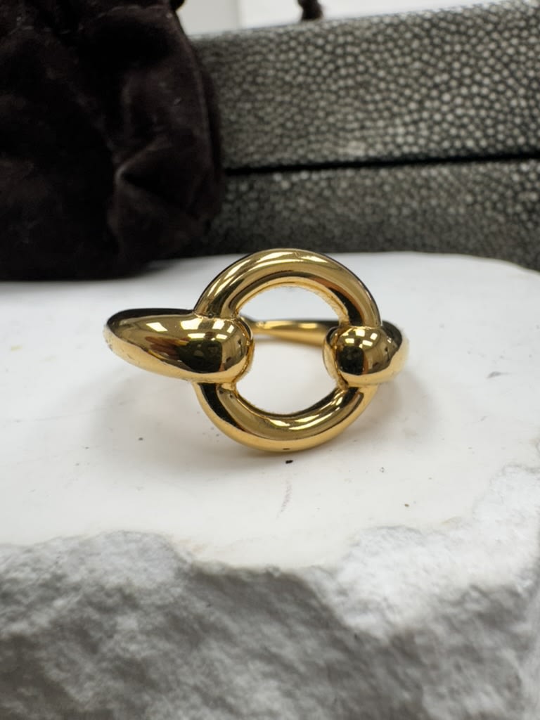 Hermes Gold Tone Mo Horsebit Scarf Ring