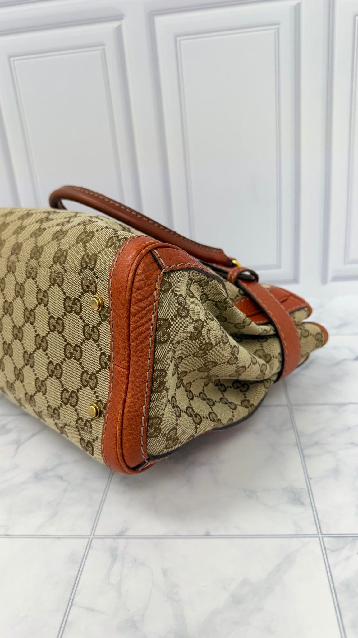 Gucci Brown Canvas GG Monogram Running Tote Bag 