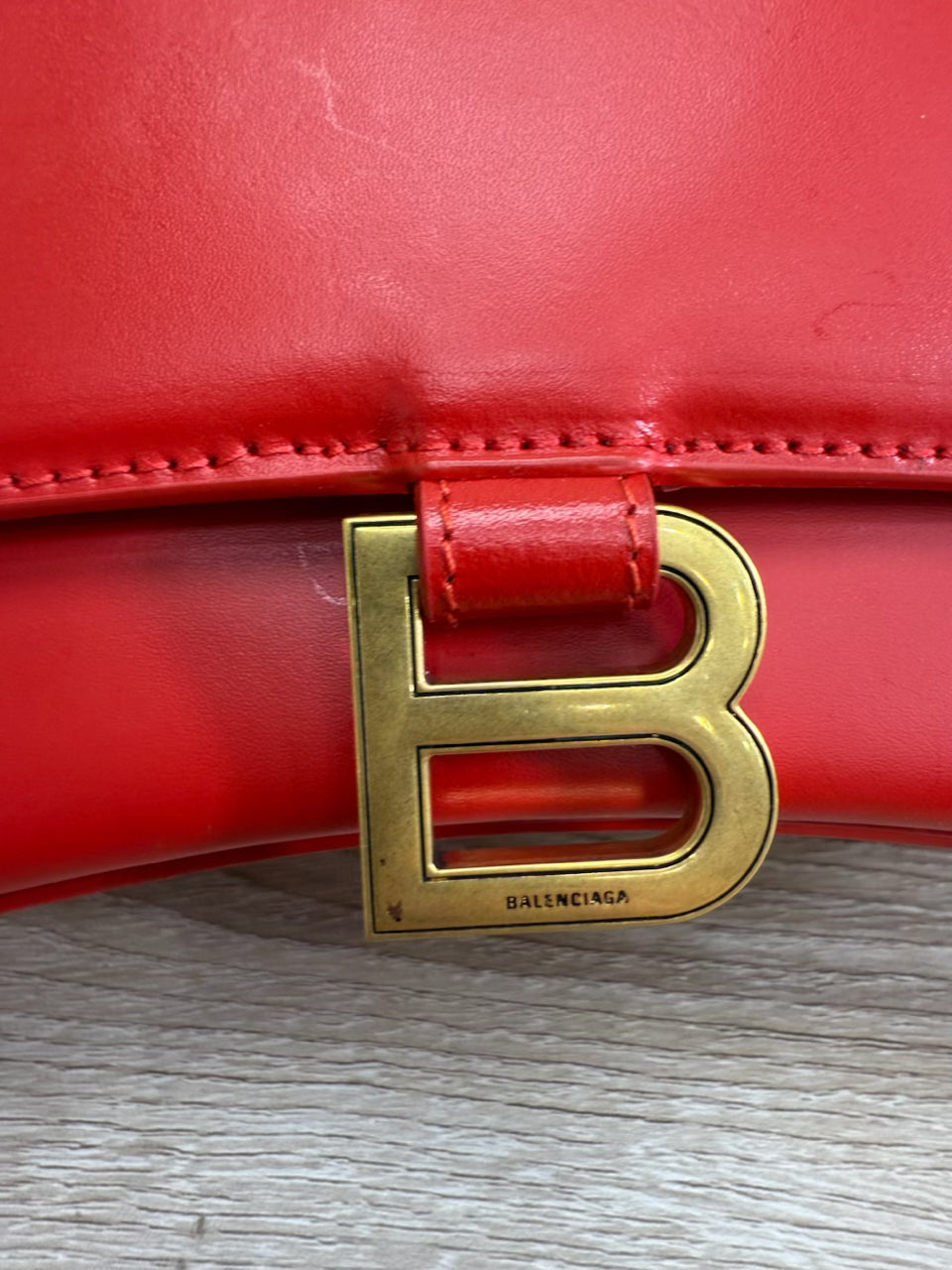 LIKE NEW Balenciaga Red Leather Small Hourglass Top Handle Bag