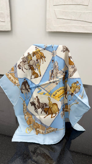Hermes Light Blue Carre 90 Silk Scarf