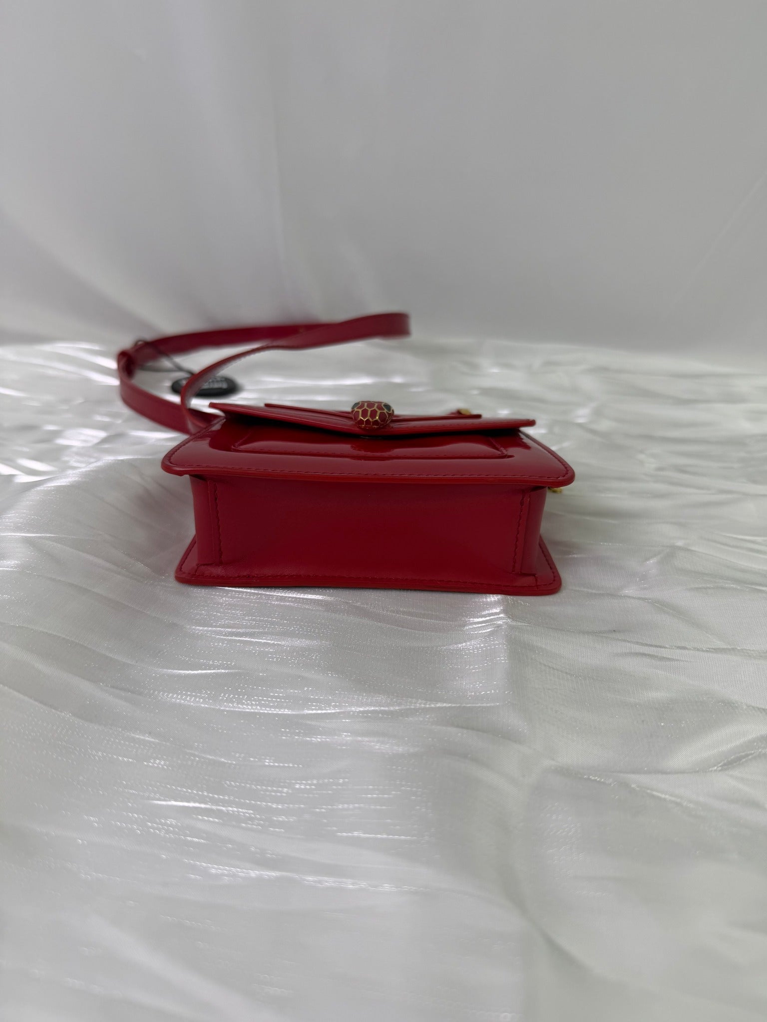 Bvlgari Red Patent Leather Super Mini Serpenti Bag