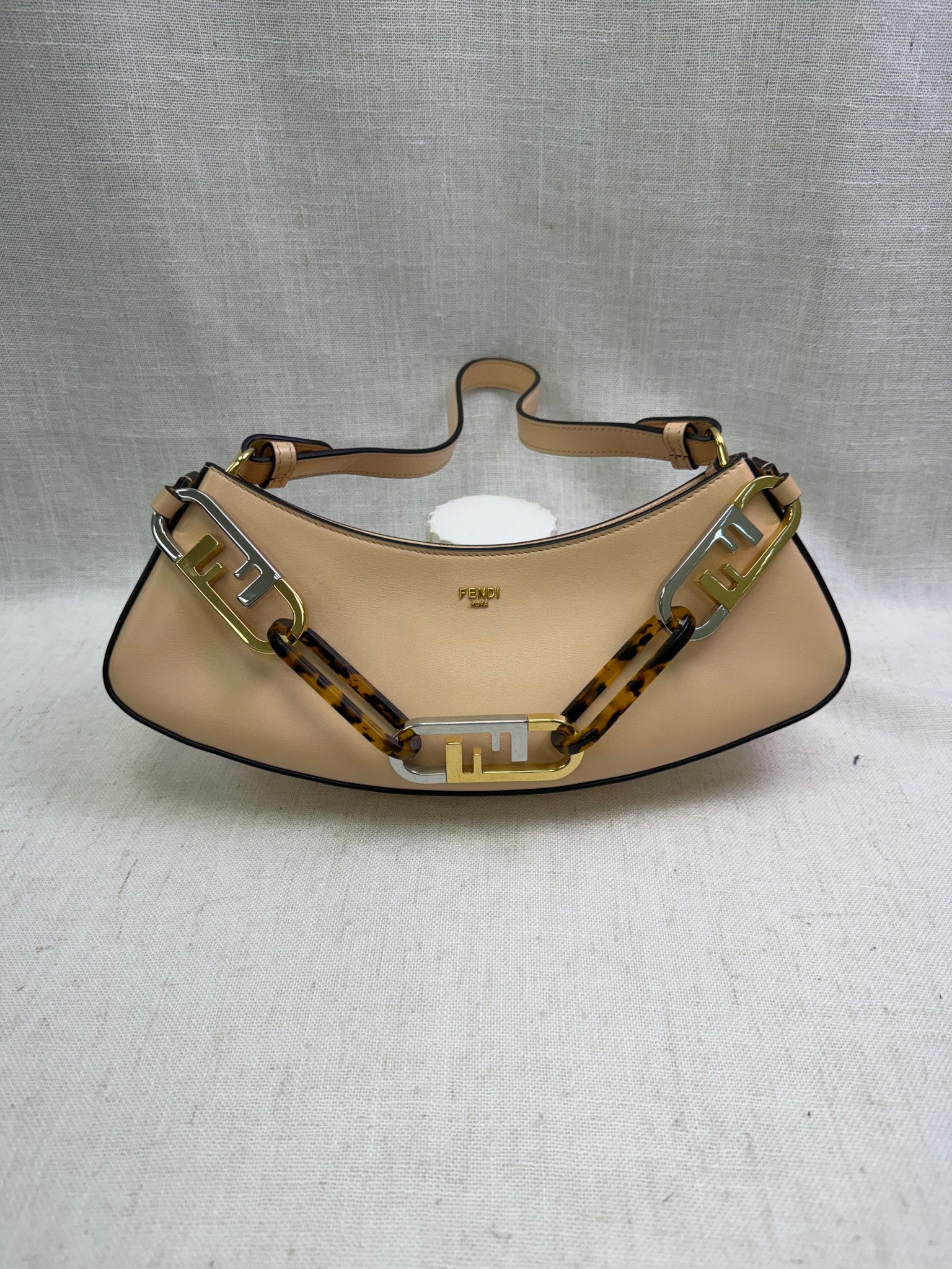 Fendi Peach Leather O'Lock Swing Bag