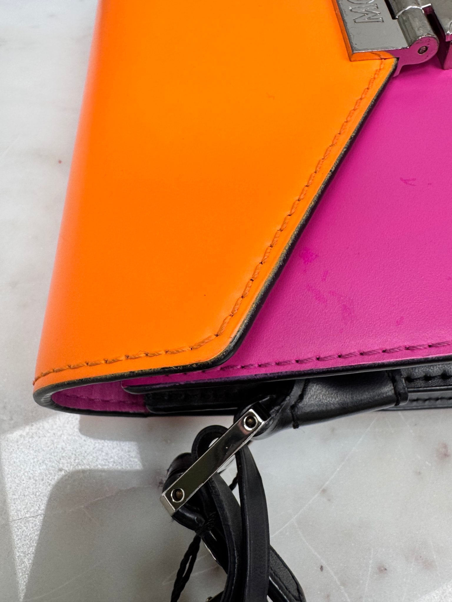 MCM Orange And Pink Leather Patricia Crossbody Bag
