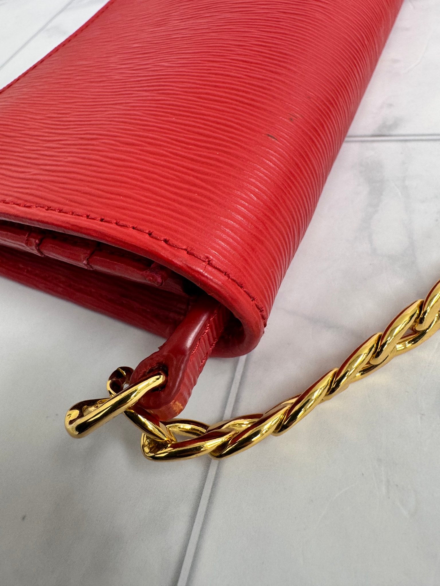 Prada Red Saffiano Leather Wallet On A Chain