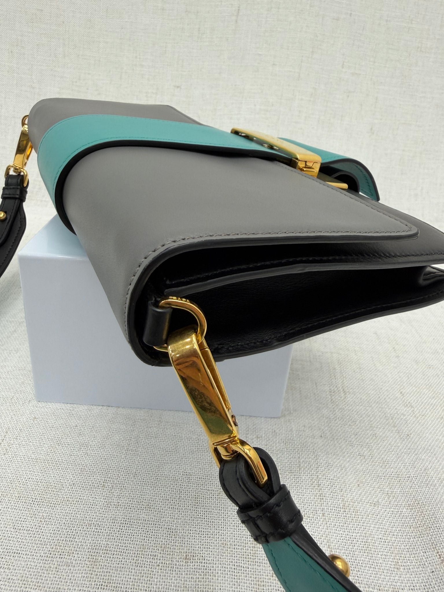 Prada Tricolor Leather Ribbon Flap Shoulder Bag