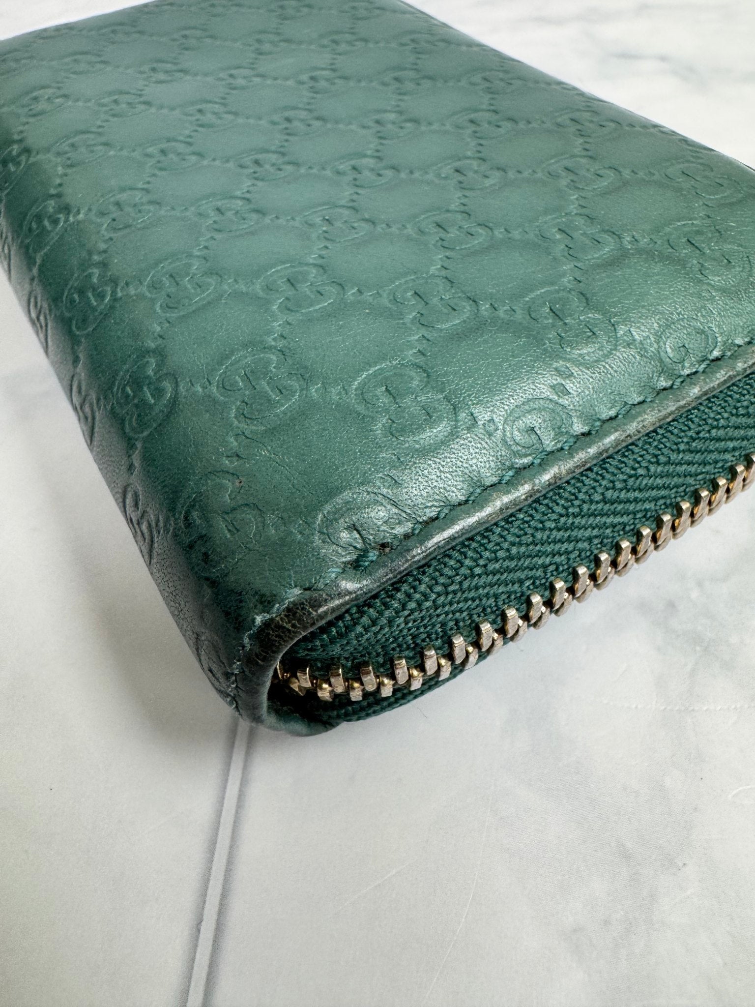 Gucci Green Microguccissima Compact Zippy Wallet