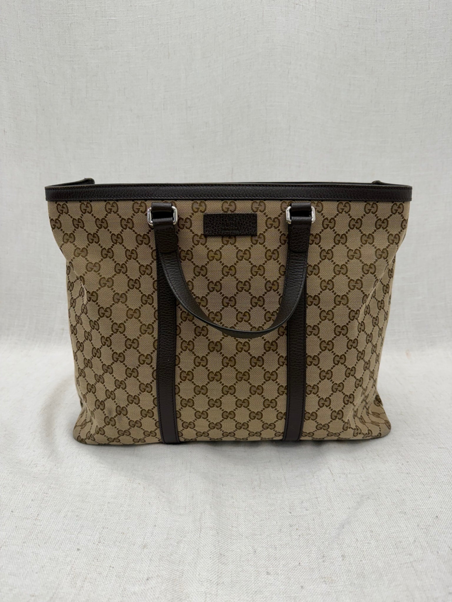 Gucci Brown GG Canvas & Leather Large 2Way Tote 