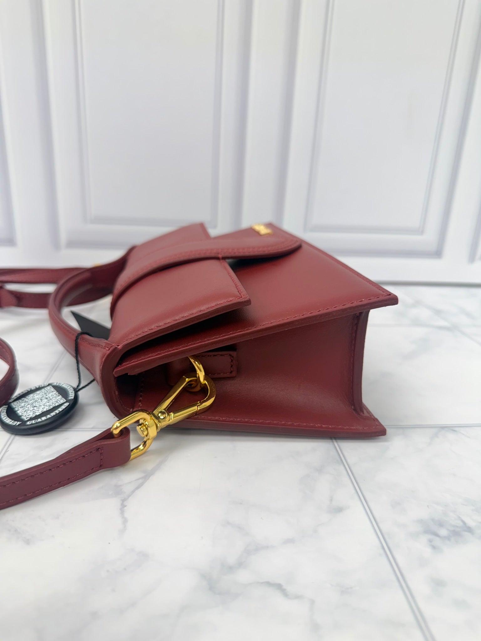 BRAND NEW - Jacquemus Burgundy Leather Le Grand Bambino 2Way Handbag