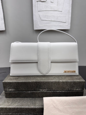 LIKE NEW - Jacquemus White Leather Le Bambino Long Shoulder Bag