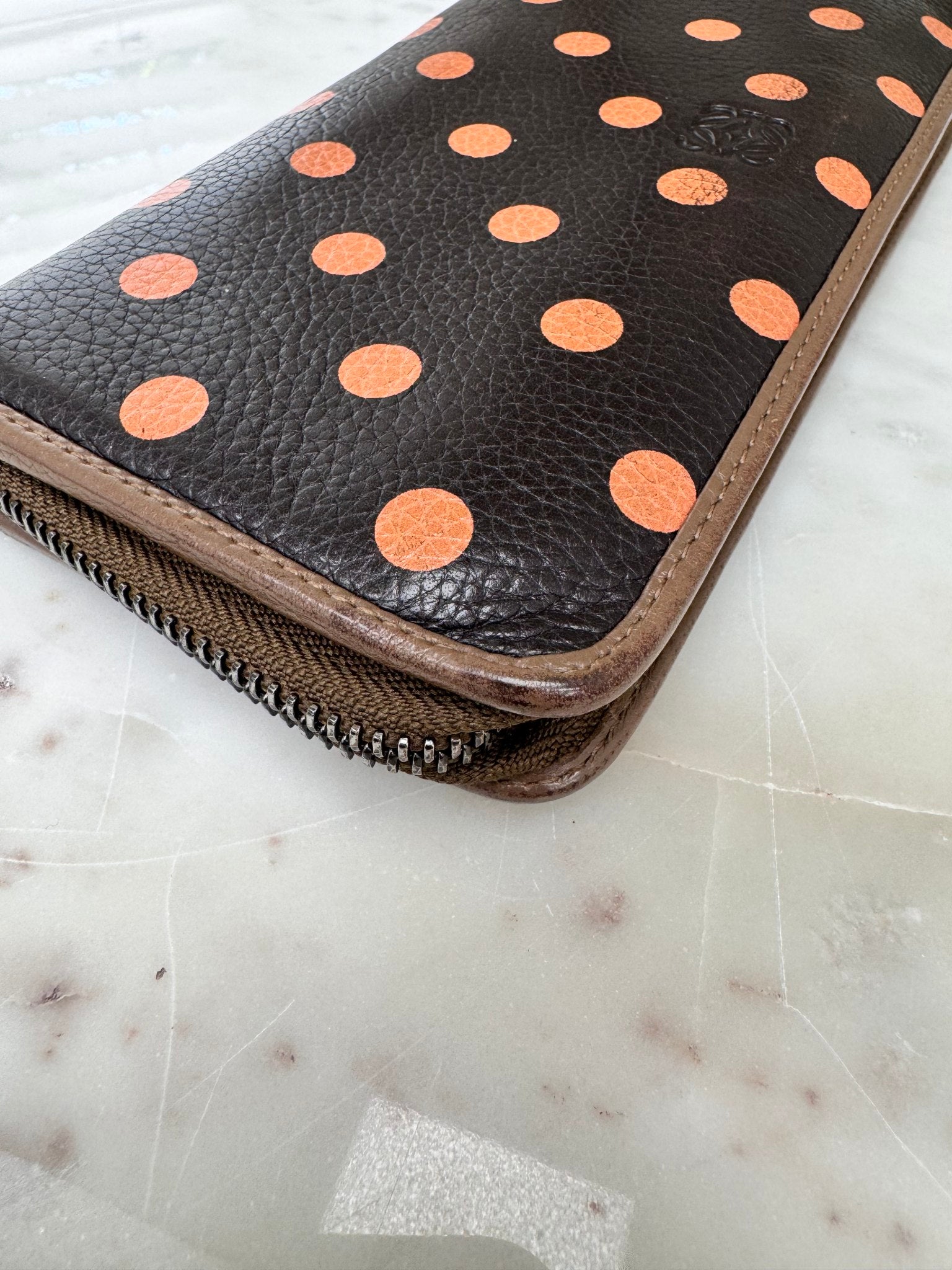 Loewe Polka Dot Print Calfskin Zippy Wallet