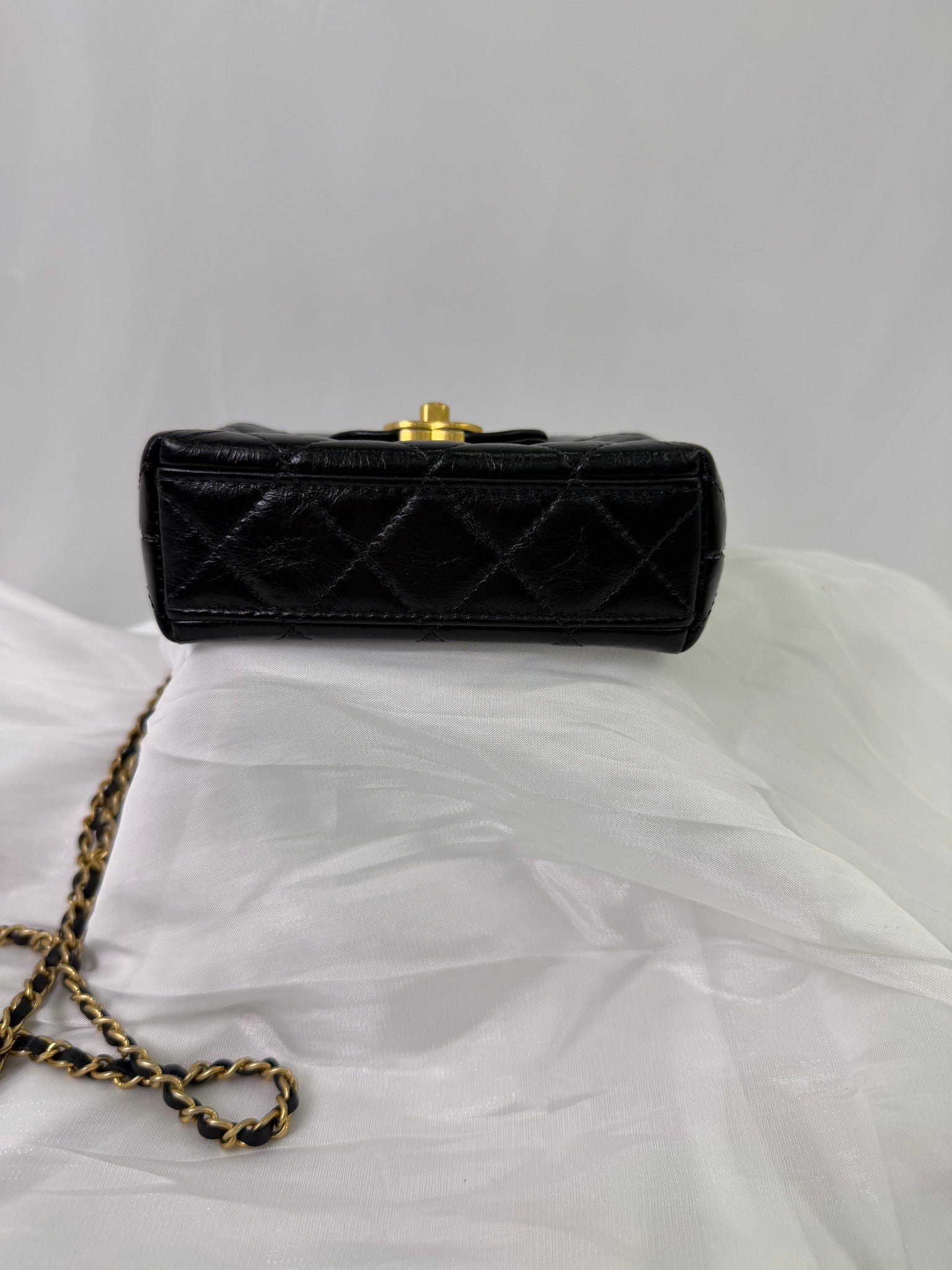 Chanel Black Lambskin Mini Nano Kelly Top Handle Bag