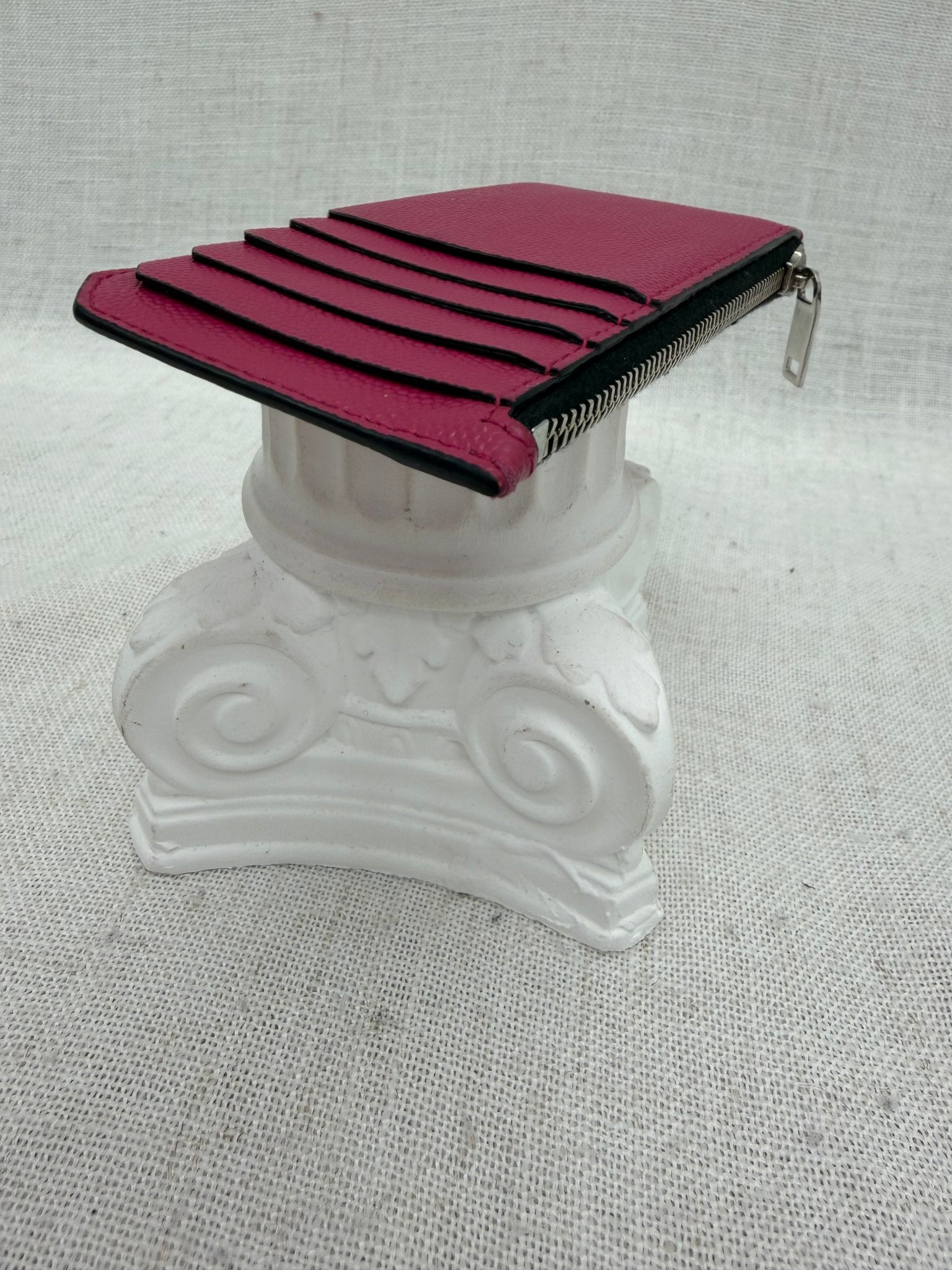 Saint Laurent YSL Pink Pebbled Leather Card Case